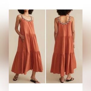 Marine Layer Bohemian Tiered Andrea Knit Midi Dress in Baked Clay Size Medium